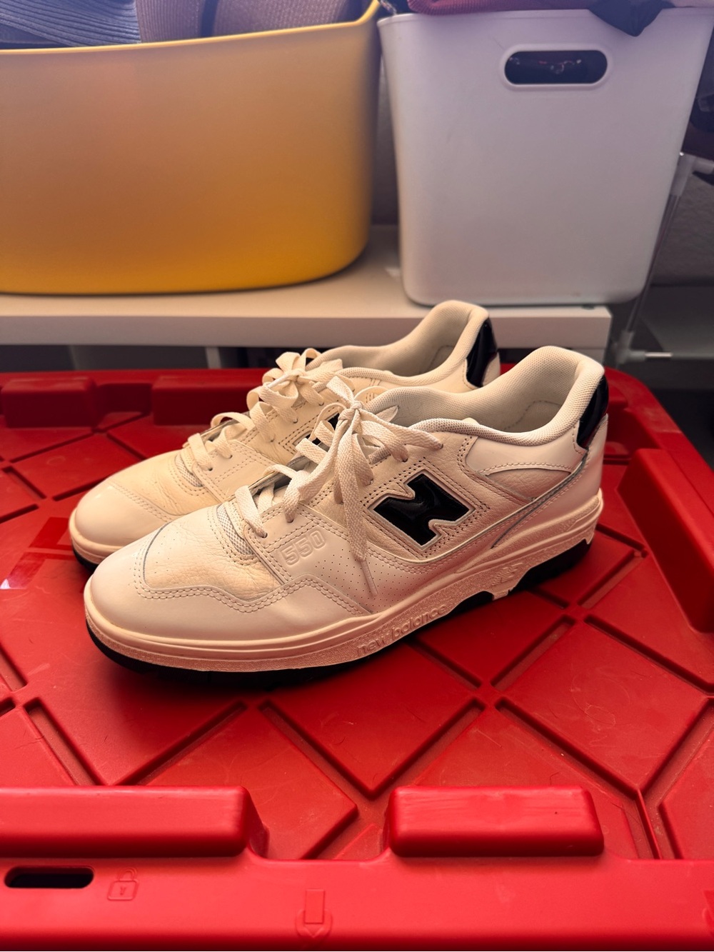 New Balance 550 Sneakers in White with Black Logo